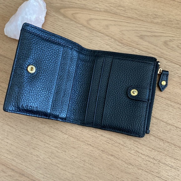 Lodis Genuine Leather Black Kate Mini Zip Round Wallet - Picture 4 of 6